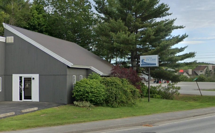 outside photo of the kull family eye care building and sign